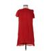 Amadi Casual Dress - High/Low Off The Shoulder Short sleeves: Red Print Dresses - Women's Size X-Small Petite