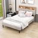 17 Stories Couronne Low Profile Storage Platform Bed Wood & /Upholstered/Linen in Gray/Brown | 45 H x 57 W x 79 D in | Wayfair