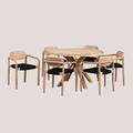 Set Tavola Rotonda (Ø120 cm) e 6 Sedie con Braccioli da Giardino in Legno Naele SKLUM