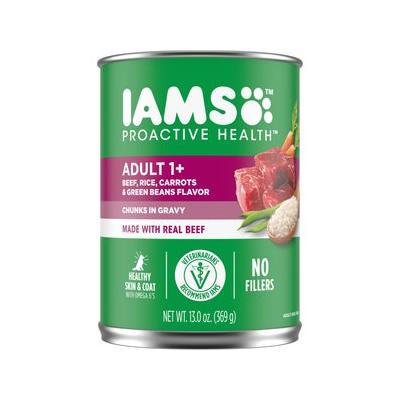 Iams ProActive Health Chunks in Gravy Beef, Rice, Carrots & Green Beans Flavor Adult Wet Dog Food, 13-oz, case of 12