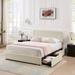 Javlergo Upholstered Platform Bed Frame with 4 Storage Drawers and Adjustable Headboard, No Box Spring Needed