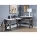 67'' L-Shaped Home Office Writing Computer Desk with Marble Lift Top and Drawer Storage, Grey