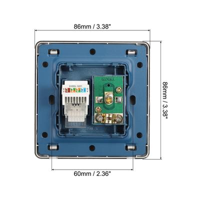 RJ45 CAT6 Socket TV Wall Plate Outlet Black for Home Office Pack of 2