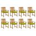 vidaXL Patio Chairs Outdoor Patio Dining Chair with Cushions Solid Wood Acacia