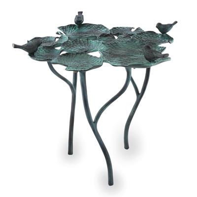 Spi Home Bird Quartet On Leaves Cast Aluminum Birdfeeder / Birdbath - 22 X 24.5 X 24 inches