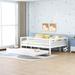 Full Size Wood Daybed Bed Sturdy Structure Trundle Bed with Fence Guardrails Design