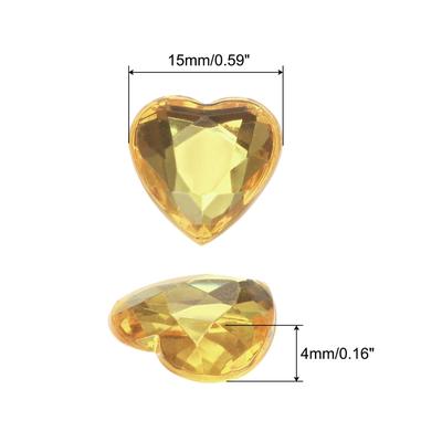 40 Pcs Acrylic Heart Rhinestone 15mm Flat Back Plastic Gems