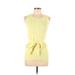 Peach Casual Dress - Mini Scoop Neck Sleeveless: Yellow Dresses - Women's Size Large