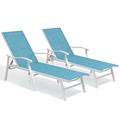 Crestlive Products Set of 2 Outdoor Patio Lounge Chairs Aluminum Adjustable Chaise Blue