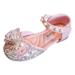 NIUREDLTD Summer Children Shoes Girls Sandals Rhinestone Sequins Bow Pearl Hook Loop Dress Dance Shoes Size 27