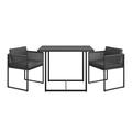 COSCO Modern Nesting Outdoor Bistro Set with Resin Weave and Fabric Cushions 3-Piece Set Dark Gray