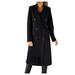 YFPWM Trench Coats For Women Fashion Warm Long Jackets Winter Classic Coats Turndown Collar Outwears Fashion Double Breasted Turndown Collar Long Sleeve Outwear Black XL