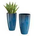 QCQHDU 21 inch Tall Planters for Outdoor Plants Set of 2 Outdoor Planters for Front Porch Large Pots for Plants Outdoor Indoor Blue Planters Flower Pots