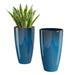 QCQHDU 21 inch Tall Planters for Outdoor Plants Set of 2 Outdoor Planters for Front Porch Large Pots for Plants Outdoor Indoor Blue Planters Flower Pots