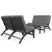 4-Piece Outdoor Acacia Solid Wood V-Shaped Seats Set Patio Sofa Furniture Set with Cushion and Rectangular Table for Porch Lawn Garden Backyard Poolside (Black+ Gray)