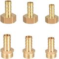 6pcs Barbed Fitting Solid Brass Connector Male/Female Thread. Pond/Pool/Pipe Hose Adapters 8mm 10mm 12mm to 1/2 External Thread and Female Tap