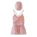 Girls Swimsuits Size 4 Years-5 Years One Piece Princess Mesh Suit Skirt With Swimming Cap Baby Bathing Suit Pink