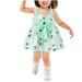 Summer Savings Clearance 2024! Loopsun Toddler Girl Dress Square Neck Sleeveless Floral Printing Cute Bowknot Mini Dress Print Green