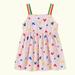 Summer Savings Clearance 2024! Loopsun Toddler Girl Dress Square Neck Sleeveless Sweet Heart Rainbow Printing Fashion Cute Sling Mini Dress Pink