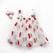 Loopsun Toddler Girl Dress Square Neck Sleeveless Flowers Printing Strap Lace Mini Dress Red
