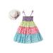Youweixiong Little Baby Girl Summer Casual Dresses Sleeveless Off Shoulder Floral Princess A-Line Dress+ Hat