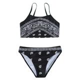 Girls Swimsuits Size 2 Years-3 Years Baby Butterflies Retro Suspender Swimwear Summer Two Piece Bikini Teen Bathing Suits For Girls Black