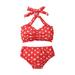 Girls Swimsuits Size 90 Baby Bikini Polka Dot Swimwear Beach Bikinis Set Girls Bathing Suit Red