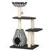 Ace Paper Handcrafted Cat Tree Condo, Sisal Rope Scratching Posts Top Perch, 26.5" L X 18.5" W X 49" H, 37 LBS, Black / White