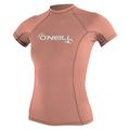 O'Neill Wetsuits Women's Basic Skins Short Sleeve Sun Shirt Rash Vest, Light Grapefruit, S