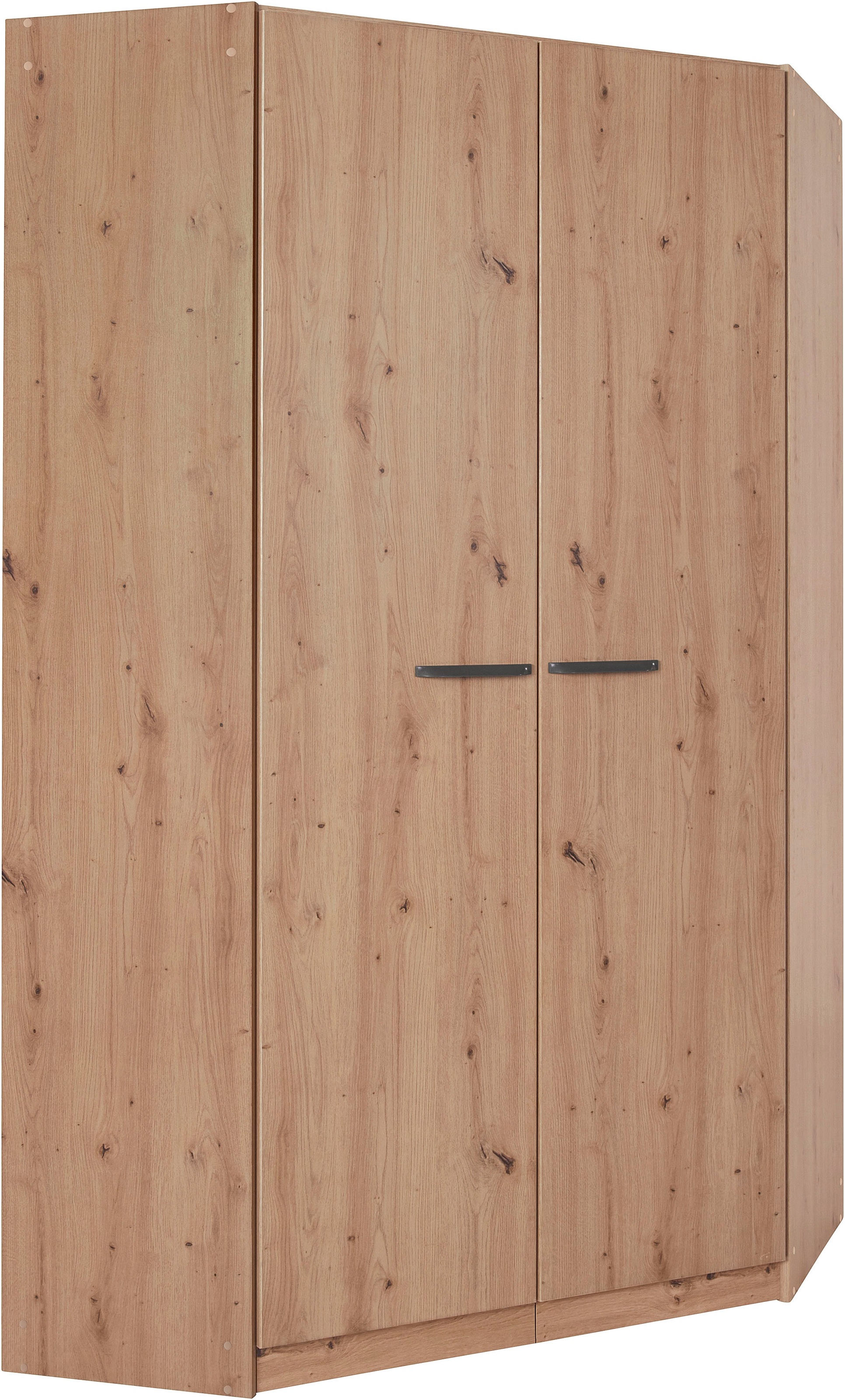Eckschrank INOSIGN BY RAUCH "Kleiderschrank Schrank Garderobe Wäscheschrank VANDOR", braun (eiche artisan), B:117cm H:197cm T:104cm, Holzwerkstoff, Schränke, Eckschrank, voll ausgestattet, viel Stauraum, MADE IN GERMANY
