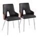 Stella Contemporary Accent/Dining Chair In Chrome Metal, Walnut Wood & Black Faux Leather By Lumisource - Set Of 2 Faux Leather/Upholstered | Wayfair