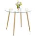 George Oliver Modern Round Dining Table Tempered Glass Top w/ Sturdy Metal Legs For Dining Room, Kitchen Glass/Metal in Yellow | Wayfair