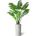 SIGNLEADER Artificial Tree In Modern Planter, Fake Monstera Tree Home Decoration (Plant Pot Plus Tree) Silk/Polyester/Plastic in Brown | Wayfair