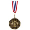 Gold Chess Player Winner Medal With Ribbon 45mm | Free Engraving & Delivery