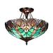 Astoria Grand LIAISON Victorian-Style 2-Light Antique Dark Bronze Finish Ceiling Semi-Flush Mount 16" Wide Glass in Brown/Green | Wayfair