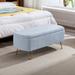 Storage Ottoman Bench Faux Fur Entryway Upholstered Bench Padded Standard Ottoman with Storage and Gold Legs, Blue