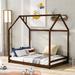 Full Size Wood House Bed, Wooden Bedframe with Roof for Kids, Teens, Boys or Girls, Box Spring Required, Espresso