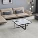 Square Coffee Table with Thicken Metal Frame and Sintered Stone Table Top Modern Square End Table