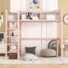 Twin Size Loft Bed with 4-Tier Shelves and Storage, Modern Metal Loft Bed Frame with 4-Step Ladder & Full-Length Guardrail