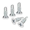 #8 x 1/2 White Screws Self Drilling Screws 50 Pack Flat Head Phillips Sheet Metal Screw Wood to Metal Screws