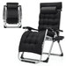 Black Patio Lounge Chairs Oversized Zero Gravity Chair Foldable Lawn Reclining Patio Lounger Chair with Detachable Soft Cushion Adjustable Headrest