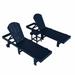 3 Piece Laguna Adirondack Poly Reclining Chaise Lounge With Wheels Navy Blue