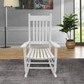 Tcbosik Patio Rocking Chair Solid Wood Outdoor Porch Rocker Chair Indoor Wooden Rocking Chair Ideal for Garden Backyard & Balcony White