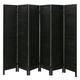 Fionafurn 6 Panels Louver-Design Wood Room Divider Folding Screen (Black)