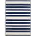 Chaudhary Living 4.5 x 6.5 Navy Blue and White Striped Rectangular Outdoor Area Throw Rug