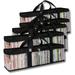 Made Easy Kit CD Media Storage Bag Case - Clear See Though PVC Organizer With Triple-Stitched Handles and Dividers - Stackable Space-Saving Fits 50 CDs (Black 6 Bags)