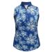 Monterey Club Women s Chalk Floral Print Contrast Sleeveless Golf Polo Shirt #2497