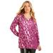 Plus Size Women's Metallic Print Blouse by June+Vie in Raspberry (Size 30/32)