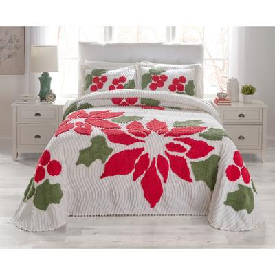 Bloom Chenille Bedspread by BrylaneHome in Poinsettia (Size FULL) Floral Bedding Colorful Flowers