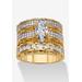 Women's 3 Piece 3.38 Tcw Marquise Cubic Zirconia 14K Yellow Gold-Plated Bridal Ring Set by PalmBeach Jewelry in Gold (Size 6)